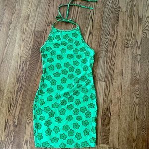 Green halter dress by Shein